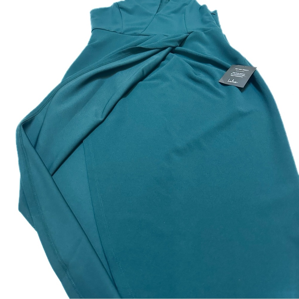 NWT Lulu*s So Flirty Green One-Shoulder Cutout Asymmetrical Dress Stretch Crepe - Picture 9 of 12